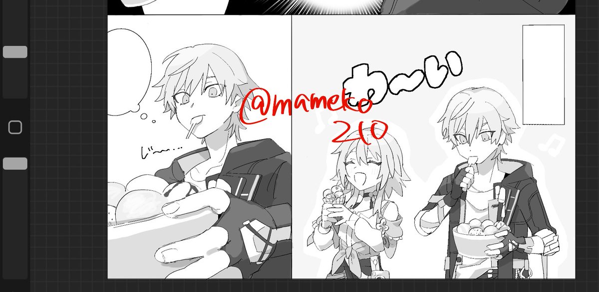 mameko210's tweet image. 割と本気で完成させたる😤と思っていたのに普通に飽きたし疲れたしでやめちゃった漫画の可愛い絵です