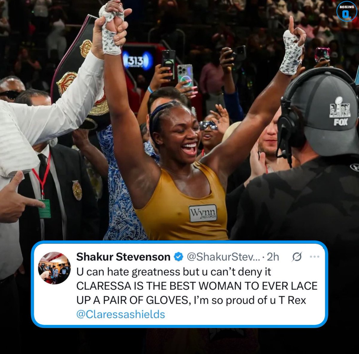 boxing_orbit's tweet image. Shakur Stevenson reacts to Claressa Shields retaining her undisputed heavyweight title 👑 

Is Shields the greatest women’s fighter of all time? 🤔