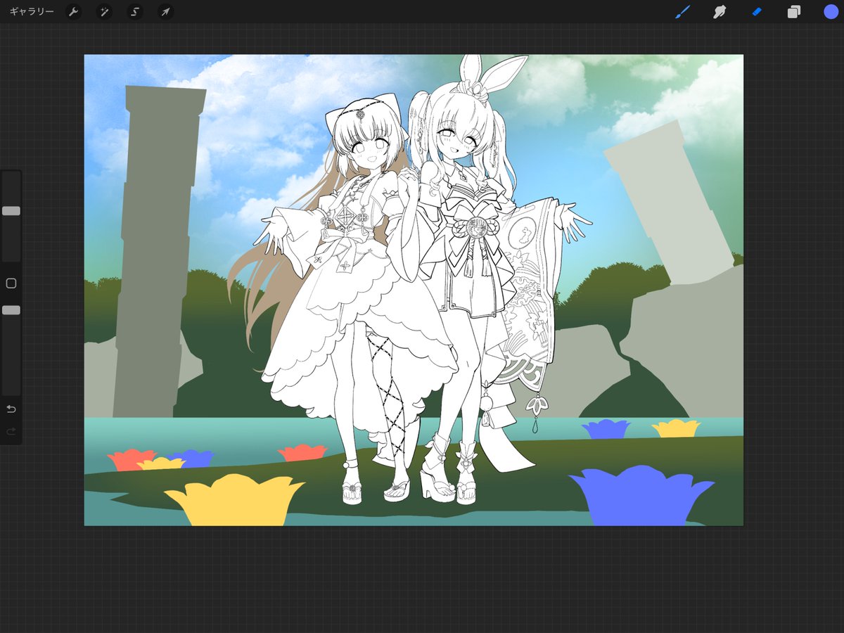 jetcarrot's tweet image. Sunshine See Mayの雰囲気

締め切りもあるので
キャラ二人塗ってから背景まで挑戦するか考える