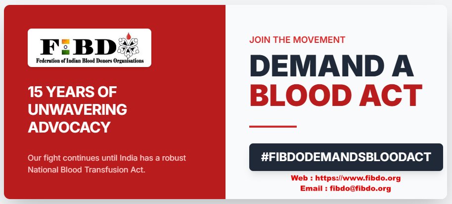 FIBDO's tweet photo. #FIBDODEMANDSBLOODACT
Join The Movement
One small step can save millions of lives.
Your support will bring the change! https://t.co/uYCcEZE6lF