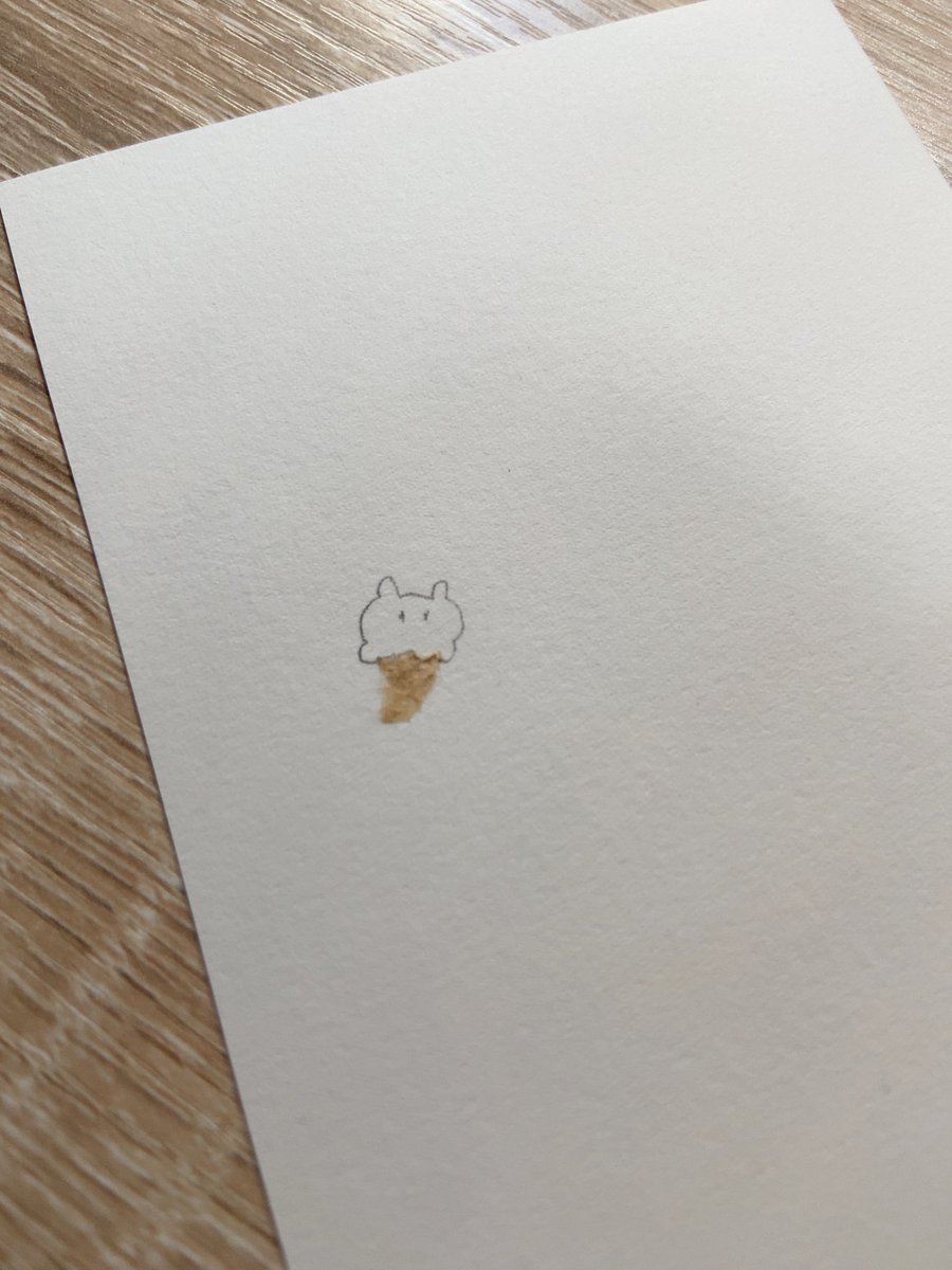 sakuratoemo's tweet image. サマードレスちゃんの原画、後ろに水張りテープ付いて取れなくなっちゃったからめんだこあいすにしました…！