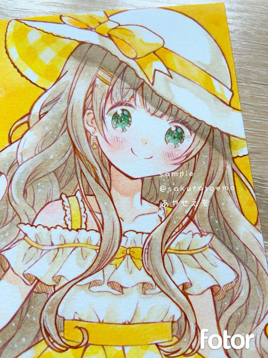 sakuratoemo's tweet image. サマードレスちゃんの原画、後ろに水張りテープ付いて取れなくなっちゃったからめんだこあいすにしました…！