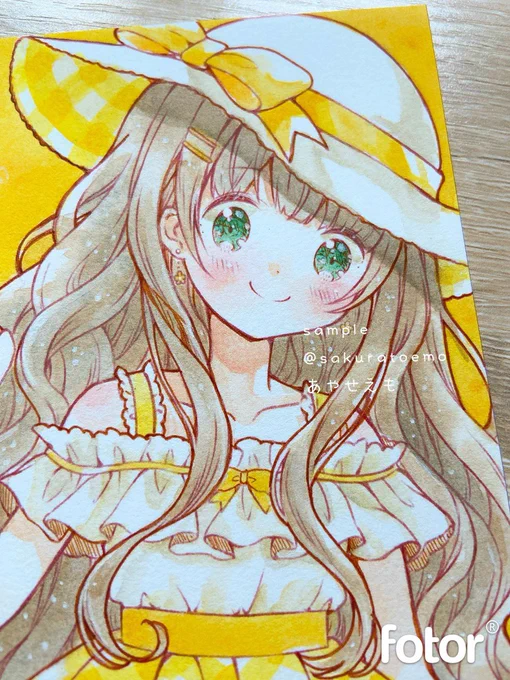 サマードレスちゃんの原画、後ろに水張りテープ付いて取れなくなっちゃったからめんだこあいすにしました…!