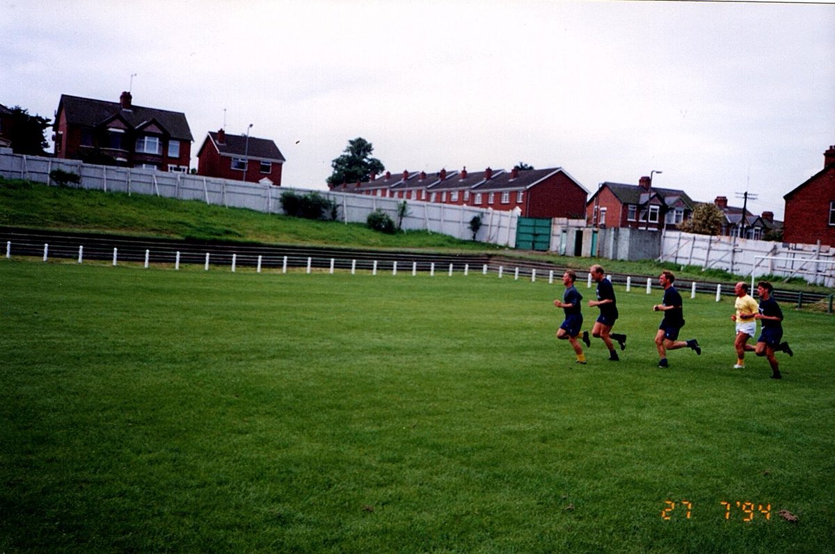 onthisGTFCday's tweet image. 27th July 1994 - Neil Woods scores the only goal of the game as Grimsby Town play the second game of their Northern Ireland Tour against Bangor at Clandeboye Park. Photos of Town players training earlier in the day. Att: 650 #GTFC
Do you have any photos or details @bangorfc ??