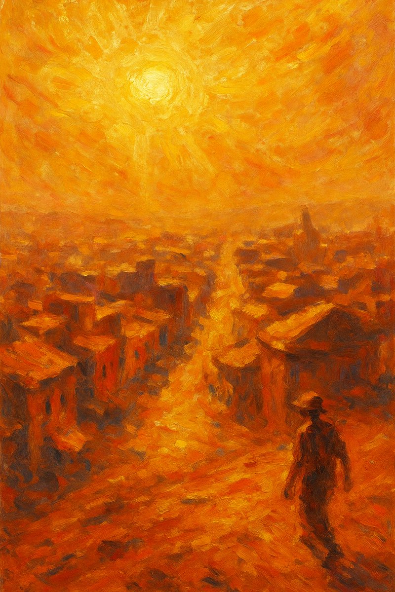 83mrAMA's tweet photo. Heatwave Over Turkey
#TurkeyHeatwave #ClimateCrisis #RecordTemperature #ExtremeWeather #GlobalWarming #HotSummer #EnvironmentalArt #ImpressionistStyle #UrbanHeat #July2025 https://t.co/AyrJ5unxUM