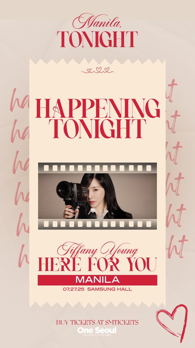 OneSeoulPH's tweet image. HAPPENING TONIGHT: Tiffany Young ‘Here For You’ fanconcert in Manila!
Presented by @LSquaredProdPH
#HERE_FOR_YOU
#2025TIFFANYYOUNGTOUR
#2025HEREFORYOU_IN_ASIA
#2025HEREFORYOU_IN_MANILA
#티파니영 #TIFFANYYOUNG
#써브라임 #SUBLIME
#LSquaredProdPH