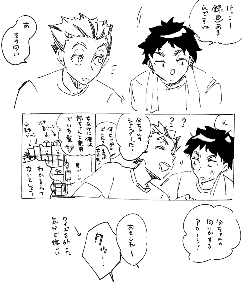 l030le's tweet image. 木兎くん宅でお泊りすることになったけど特に何も起こらない漫画発掘した