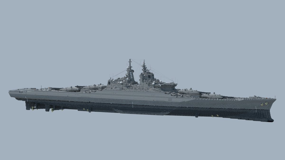 nori_minecraft0's tweet image. 150000DDA型護衛艦
全長499m

防衛装備庁にて基準排水量150,000t、558mm砲12門を装備する装甲護衛艦として計画されたが、運用に係る設備がない上に莫大な費用を要する等の問題から実際に建造されることはなかった。

#Minecraft 
#minecraft建築コミュ 
#Minecraftbuilds 
#Minecraft軍事部 
#架空艦