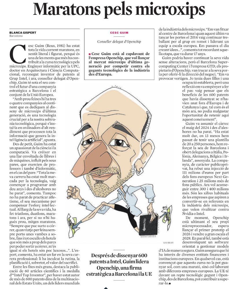 El repte que té Europa amb els xips és descomunal. Des de BCN s'hi pot contribuir, i això és el que intenta Openchip, sota el lideratge d'en Cesc Guim.
Una de les iniciatives més ambicioses impulsades fa temps des del BSC. En sentireu a parlar molt!!
🦾🦾🦾