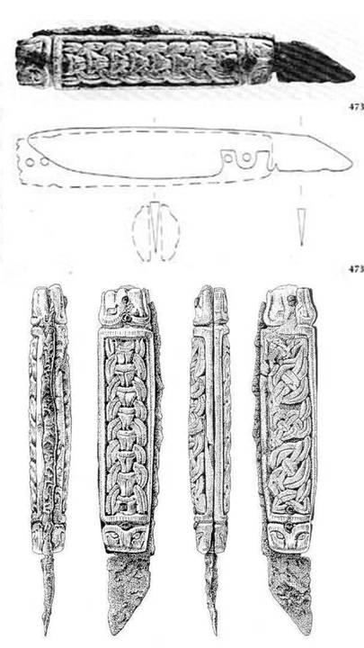 salon_vert's tweet image. 10th-century folding knife with a bone handle from Canterbury. This artifact—kept at the Royal Museum of Canterbury—is an interesting piece of history, combining Saxon utility with Viking artistry.