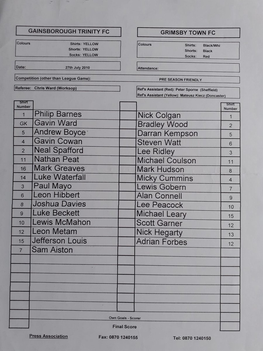 onthisGTFCday's tweet image. 27th July 2010 - Some interesting names in the Gainsborough lineup as Grimsby draw 0-0 with them at The Northolme in a pre-season friendly. Att: 742 #GTFC
