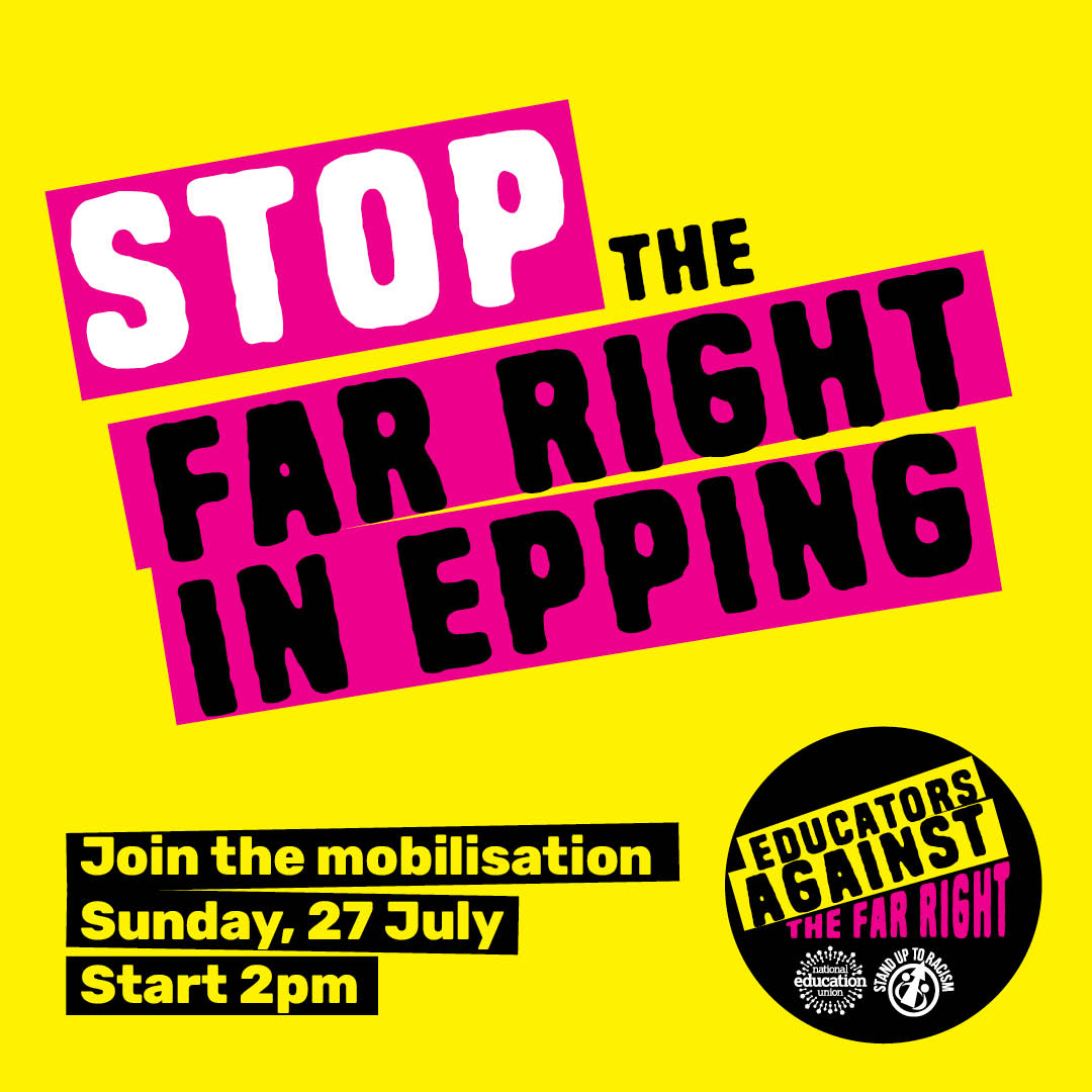 NEUnion's tweet image. Join @NEUnion and @AntiRacismDay to stand against the far right in Epping✊
at 2pm today .

Racism and hate have no place in our communities.
Bring your banners. Bring your placards.

Together, we will make a stand.