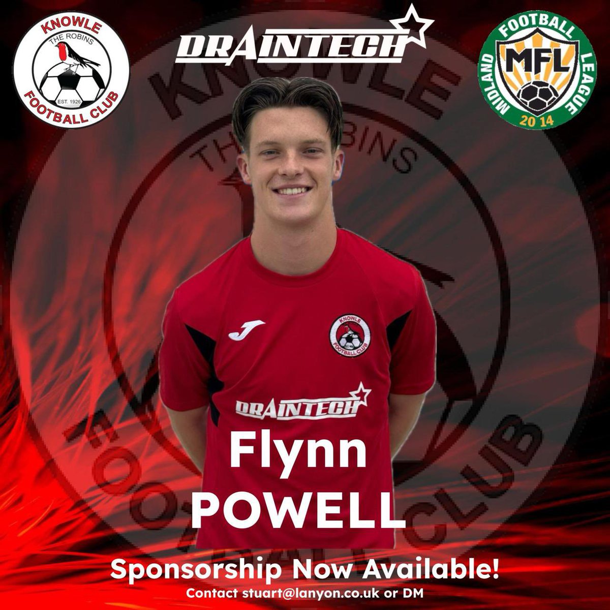 Knowle_FC's tweet image. ✍️ New Signings
We’re delighted to welcome Flynn Powell, Talib Copeland and Mark Webster to Knowle FC 🔴⚫
All three have impressed during pre-season and add real strength to the squad ahead of the new campaign!
📣 Sponsorships available - DM or email stuart@lanyon.co.uk