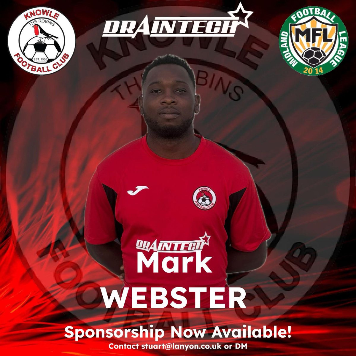Knowle_FC's tweet image. ✍️ New Signings
We’re delighted to welcome Flynn Powell, Talib Copeland and Mark Webster to Knowle FC 🔴⚫
All three have impressed during pre-season and add real strength to the squad ahead of the new campaign!
📣 Sponsorships available - DM or email stuart@lanyon.co.uk
