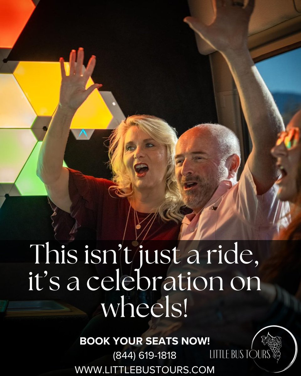 Comfort, views, and vineyards, all in one ride!  With Little Bus Tours, every mile brings you closer to good wine, great friends, and unforgettable moments. Call today (844) 619-1818. 
#LittleBusTours #WineTastingRide #TemeculaAdventures #GroupTourFun #WineCountryDreams