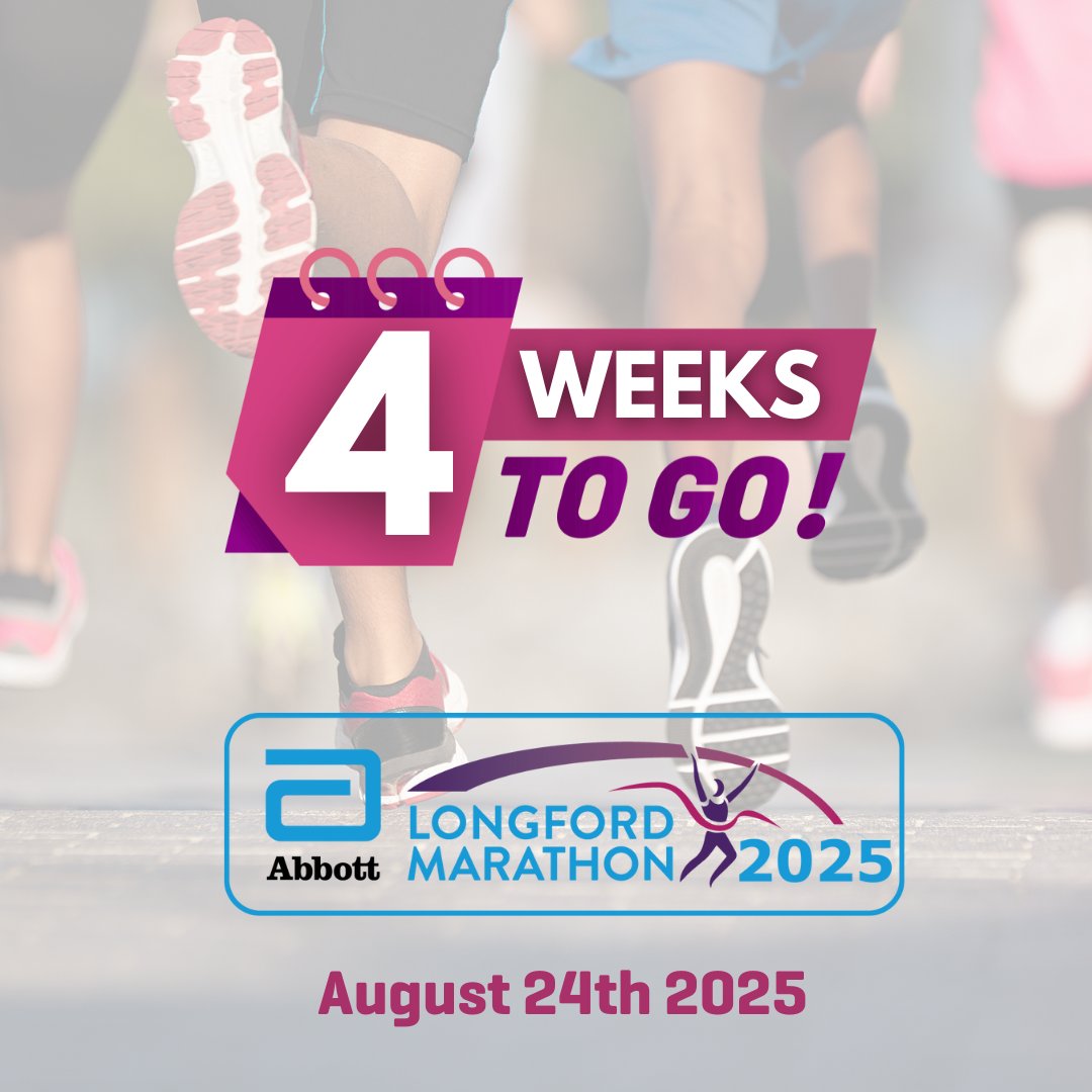 RunLongford's tweet image. 📢 4 weeks to go!

Have you registered for the Longford Marathon?

Take on our ultra, full marathon, full marathon relay, half marathon, or the Streets of Longford 5K on Sunday August 24th!

Register now at longfordmarathon.com