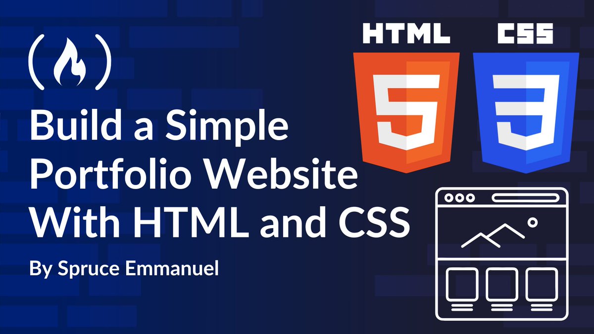 freeCodeCamp's tweet image. As a developer, you'll want to have a portfolio where you can showcase your work and skills.
Bonus points if you build it yourself from scratch - which is what @sprucekhalifa teaches you how to do here.
You'll use just HTML and CSS and build out header, hero, about, work, &…