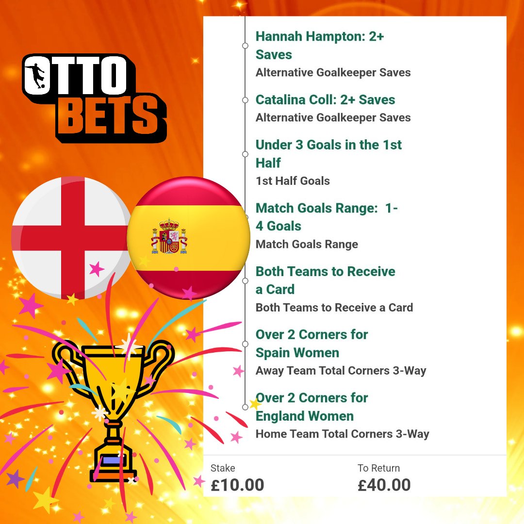 #WEURO2025 GIVEAWAY 🚨
🇪🇸🏴󠁧󠁢󠁥󠁮󠁧󠁿

If this Bet Builder wins we are giving away £40 cash to a lucky winner 🔥

To Enter Simply ⬇️

- LIKE this post ❤️ 
- Repost ♻️ 

🧡