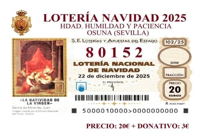 Como cada año, nuestra hermandad dispone de la 𝐋𝐨𝐭𝐞𝐫𝐢́𝐚 𝐝𝐞 𝐍𝐚𝐯𝐢𝐝𝐚𝐝 a disposición de todos los hermanos y devotos.

𝑵𝑶 𝑻𝑬 𝑸𝑼𝑬𝑫𝑬𝑺 𝑺𝑰𝑵 𝑬𝑳𝑳𝑨‼️