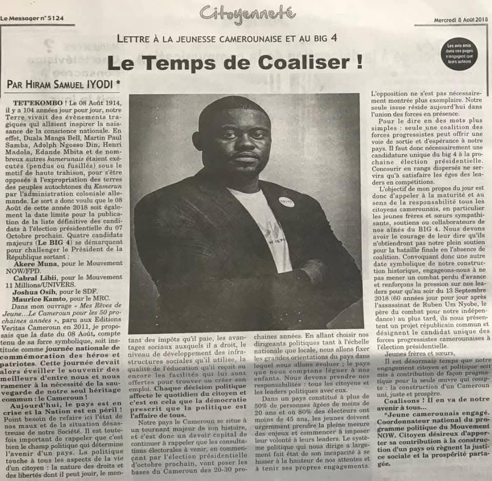 Août 2018, #Hiramparle au travers d’une « lettre à la jeunesse et au Big 4 »

Lisons ! 
#Hiram2025