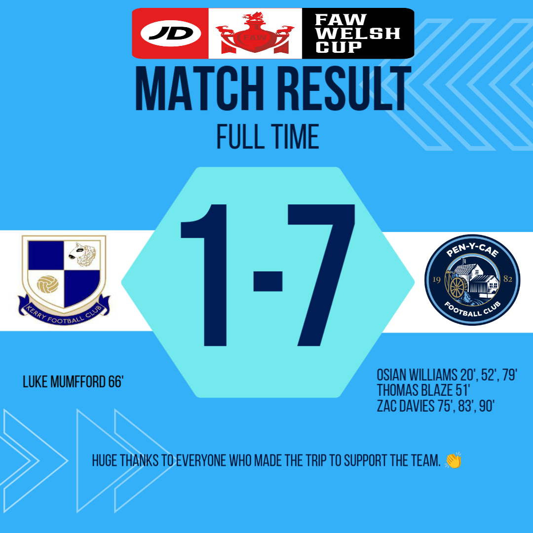 🏆 Welsh Cup Victory! 🏆
Our First Team put on a dominant display with a 7-1 away win over Kerry FC in the Welsh Cup yesterday.

More Details: 👇👇
facebook.com/penycae.fc/pos…

💙 Our Crest, Our Club, Our Community, Our Cae 💙

#MoreThanAClub #WeAreTheCae