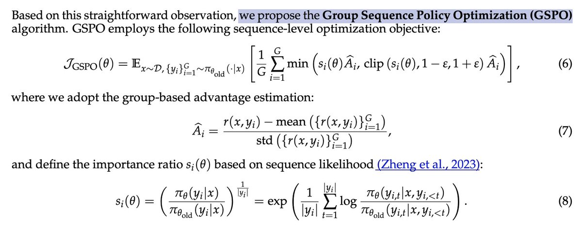 zzlccc's tweet image. Learning GSPO proposed by Qwen team:

fig 1. they propose to use sequence likelihood for importance sampling
fig 2. but from the RL course by @svlevine, this is the original form of off-policy PG
fig 3. per-token IS in (Dr) GRPO is an approximation of it

Am I missing anything?