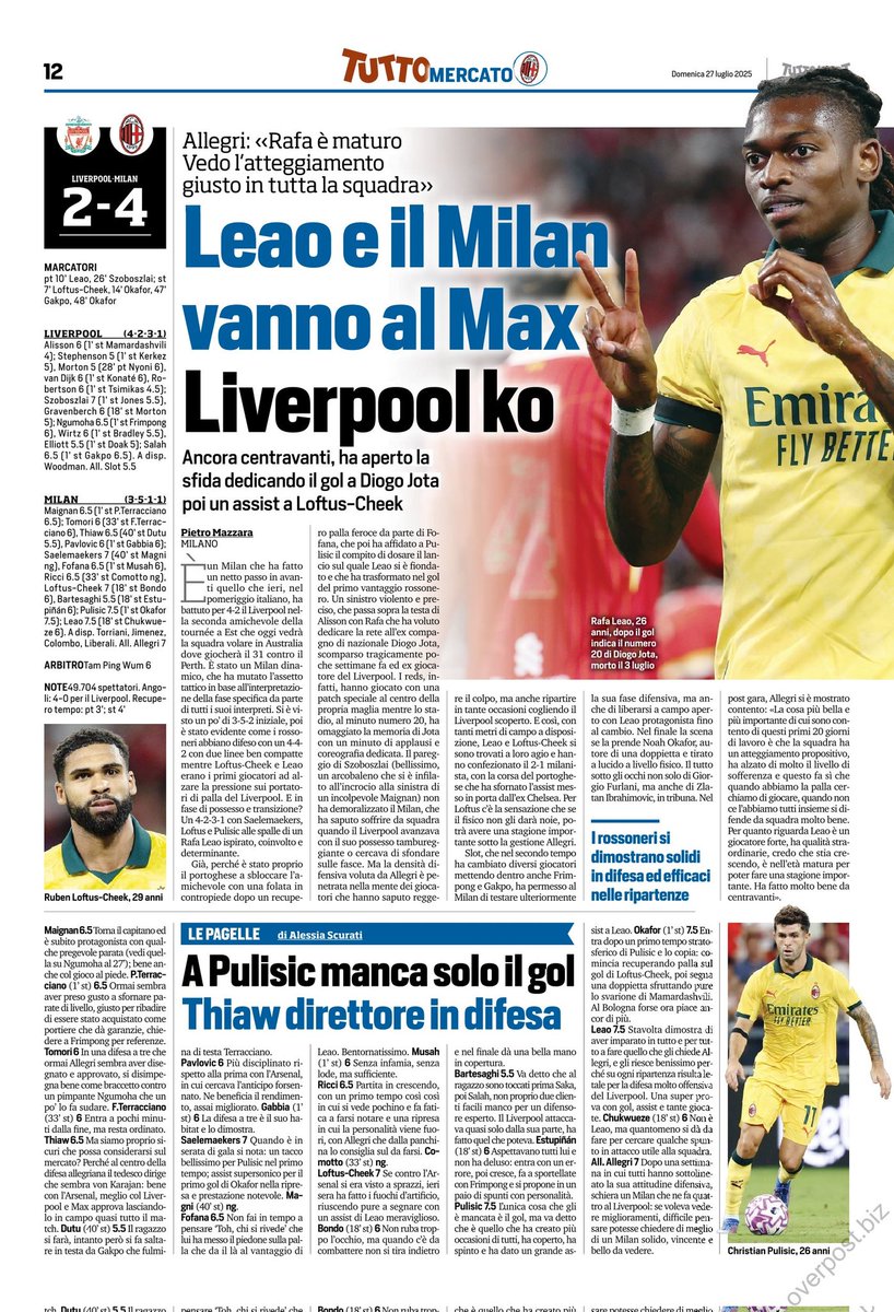 ACMilanInside_'s tweet image. Leao e il Milan vanno al Max
Liverpool ko