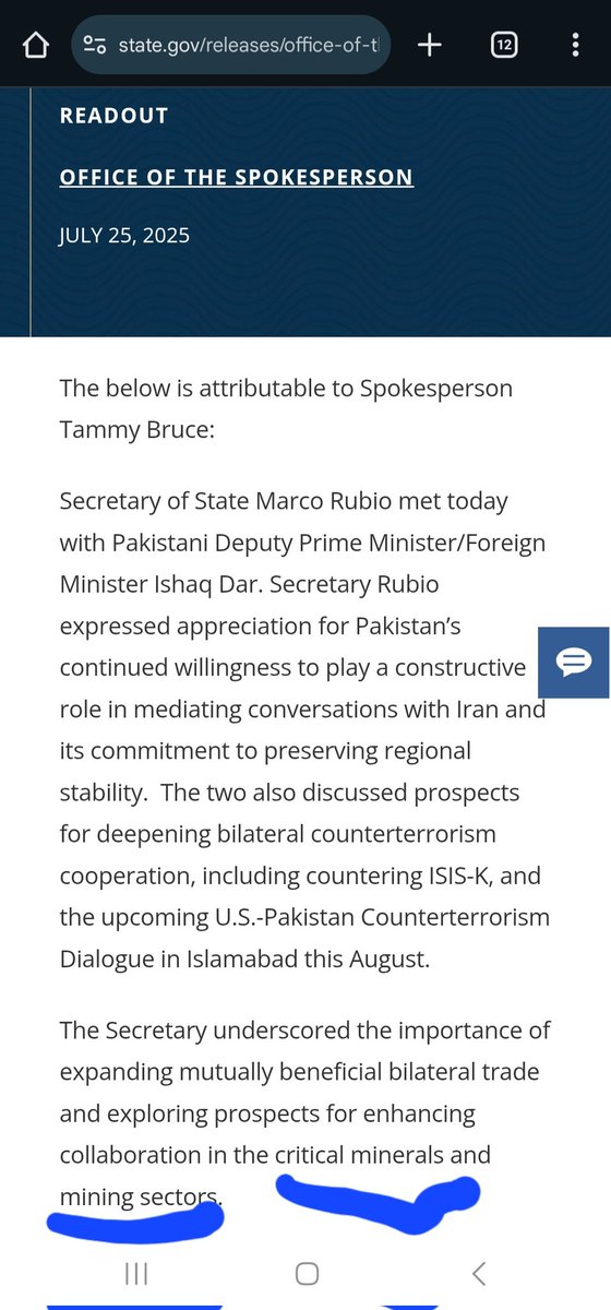 AAHSoomro's tweet image. Is Pakistan a new global darling for minerals & rare earth metals?
The statement from US Secretary of State office carries enough wait for analysts, politicians and global investors to decipher the hidden messages and strategic shifts. Hence, the mention of mining and rare earth…