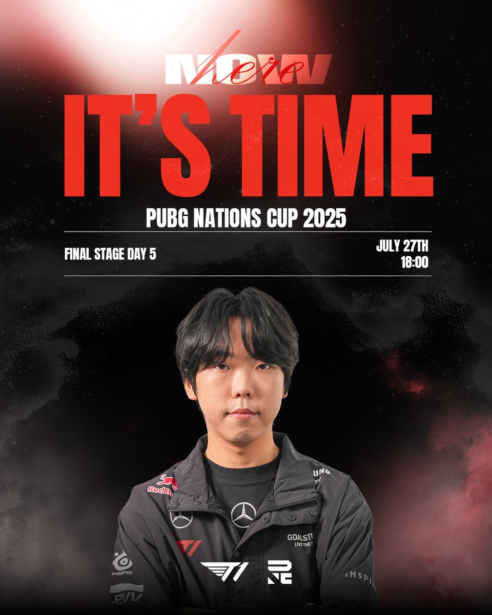 [IT’S TIME | JUL. 27]

𝐏𝐍𝐂 𝟐𝟎𝟐𝟓: 𝐅𝐈𝐍𝐀𝐋 𝐒𝐓𝐀𝐆𝐄 𝐃𝐀𝐘 𝟓

🍀 'Rain1ng'
⏰ 18:00 KST
📺 ch.sooplive.co.kr/pubg

#TogetherAs1 #NowHere #T1WIN