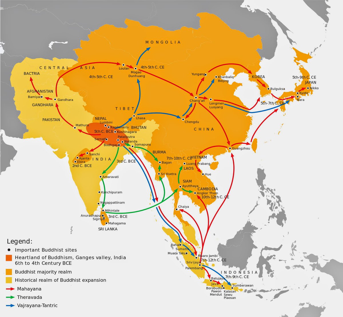 How did Buddhism reach China, Japan, and Southeast Asia? This map tracks its path, step by step, over centuries. #Buddhism #History #Maps

vividmaps.com/expansion-of-b…