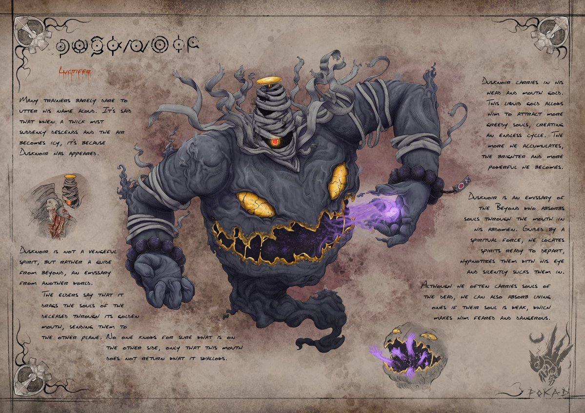 _pokad_'s tweet image. Many trainers barely dare to utter his name aloud. It's said that when a thick mist suddenly descends and the air becomes icy, it's because Dusknoir has appeared.