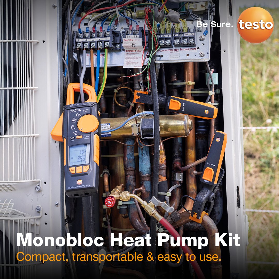 TestoLimited's tweet image. The ultimate kit for monobloc heat pumps is HERE! ✨
Designed by experts, for experts. The NEW testo Monobloc Heat Pump Testing Kit delivers precision, efficiency, and confidence for every job.