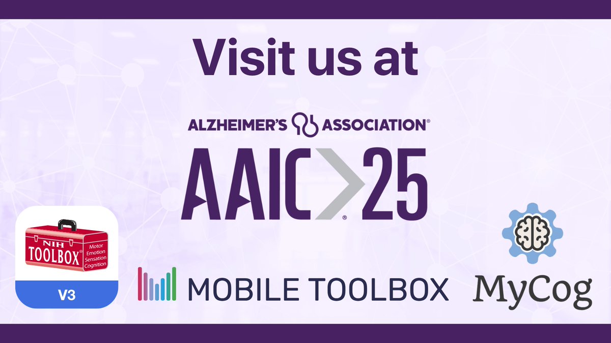 Mobile_Toolbox's tweet photo. #AAIC2025 is here! If you're in Toronto, visit us at Booth #1339!

The Toolbox Measurement Family — NIH Toolbox, Mobile Toolbox, and MyCog — is ready to connect and share how our digital assessments are advancing brain health research.

Full schedule: https://t.co/c88vehyOtm https://t.co/9TvghpUpLy