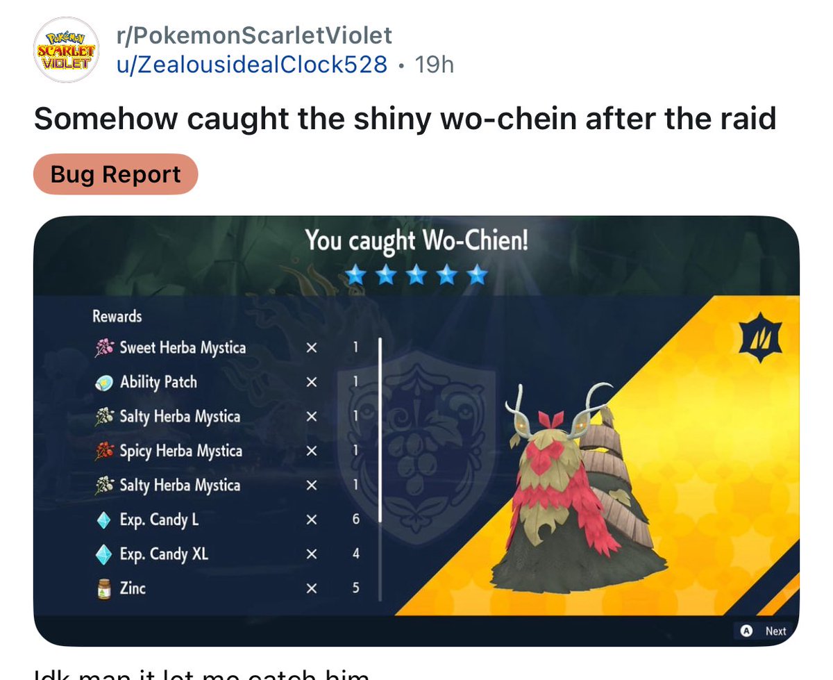 What piece of sh*t hacker is hosting hacked shiny Wo-Chien raids that lets you catch it? If you come across the opportunity to catch it. Don’t. It’s not legit. Don’t use it online. Don’t put it in home. Heck, just don’t even catch it.