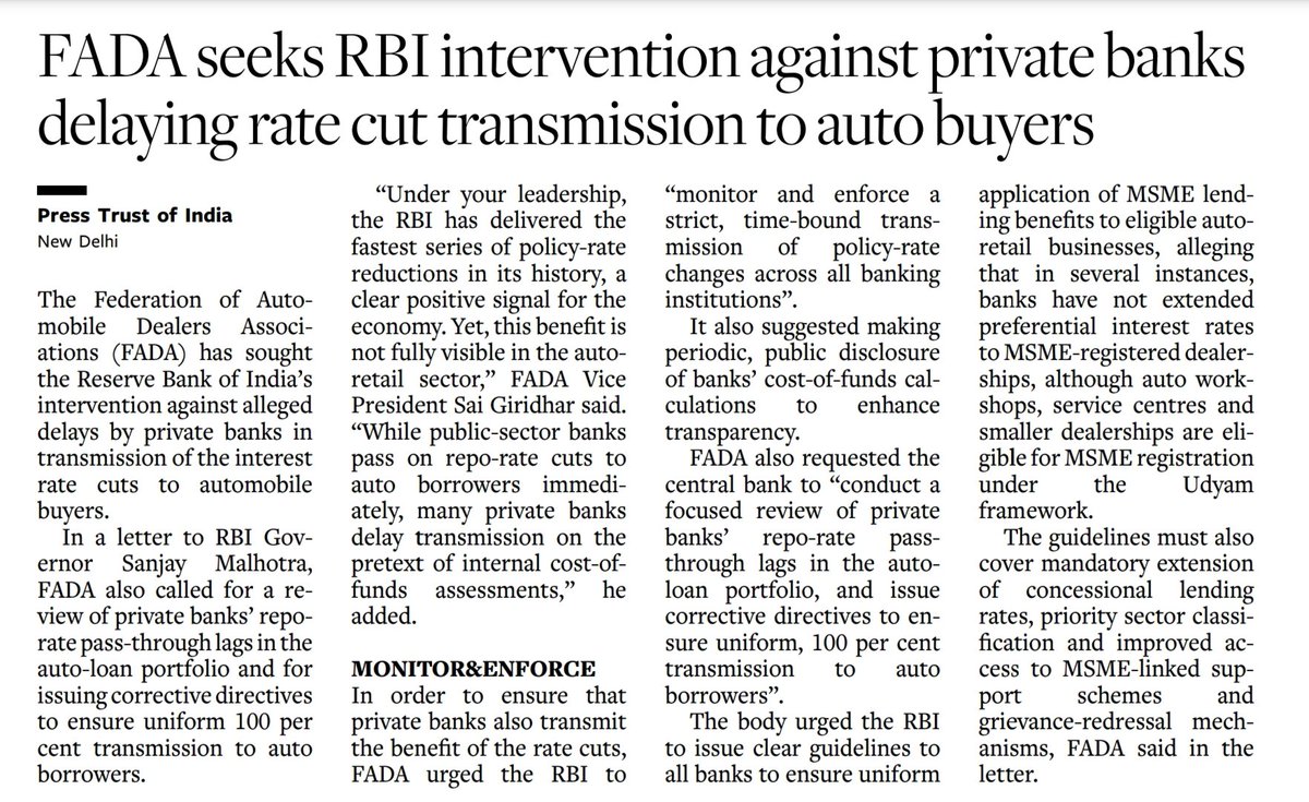Warrenwala's tweet image. Banks delaying rate cut for auto loans.
