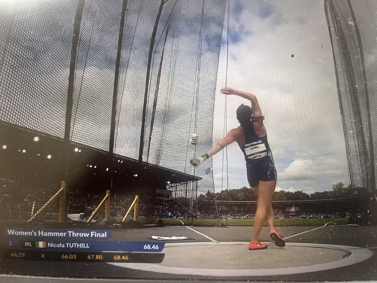 The Irish athletics medal rush continues. Nicola Tuthill wins the hammer silver medal at the World Student Games in Germany, throwing a best of 69.98m.