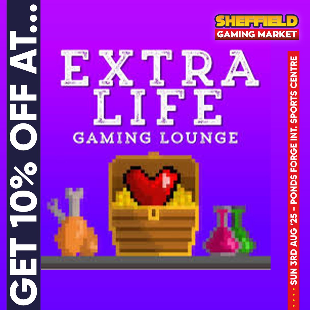 TheVGMarket's tweet image. 🎮 DON&apos;T FORGET TO LEVEL UP YOUR MARKET DAY! ☕

We&apos;re teaming up with @ExtraLifeGaming — just a pixel&apos;s throw from the market — to bring an extra life for your taste buds! Show your ticket on Sun 3rd &amp;amp; get 10% off, ALL DAY!  💙😎

#SheffieldGamingMarket #ExtraLifeGamingLounge