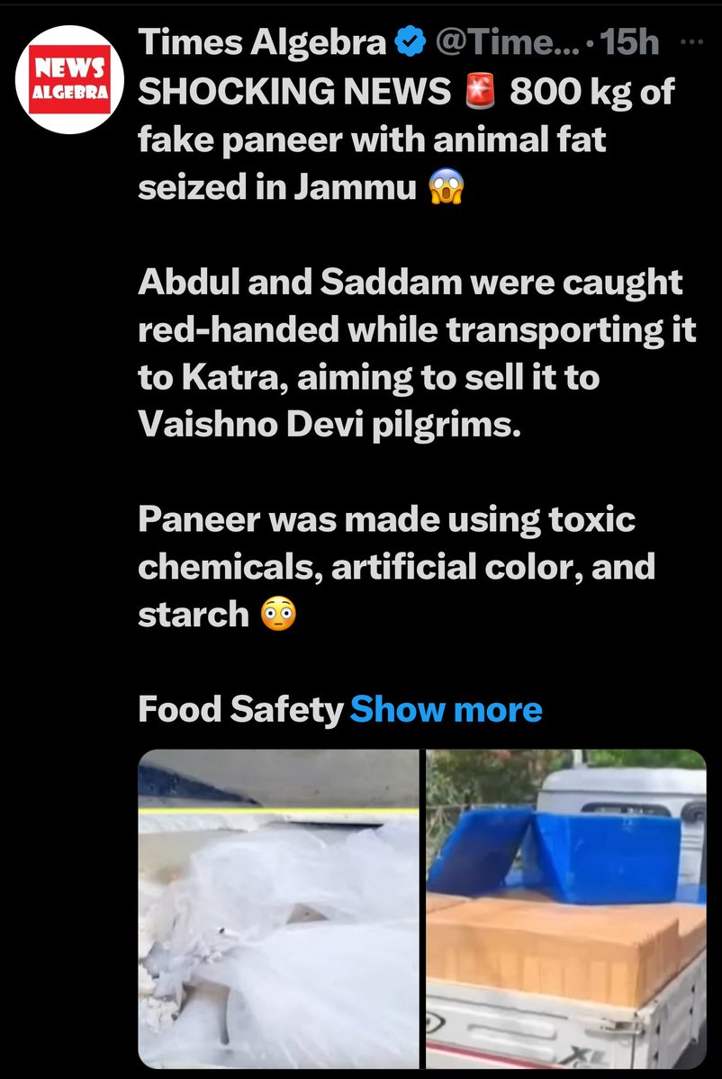 TripathiMandal's tweet image. Stop eating Paneer unless you make it at home or buy from Amul or Mother Dairy .