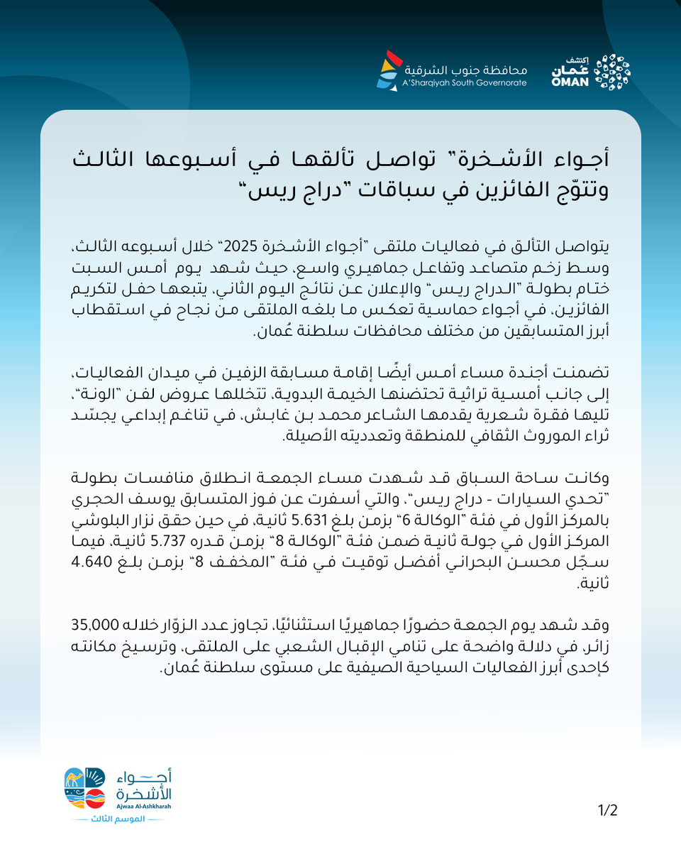 فعاليات محافظة جنوب الشرقية _سلطنة عُمان tweet media