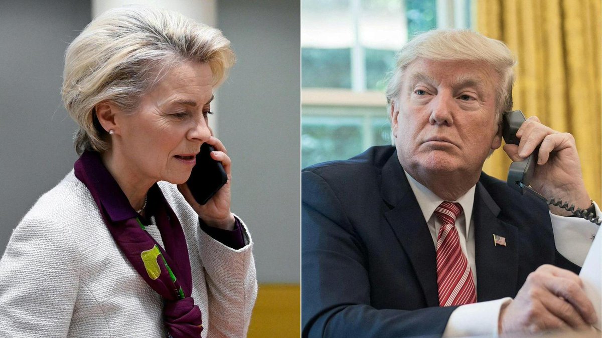 dft's tweet image. Overleg VS-EU in aanloop ontmoeting Trump en Von der Leyen telegraaf.nl/financieel/ove…