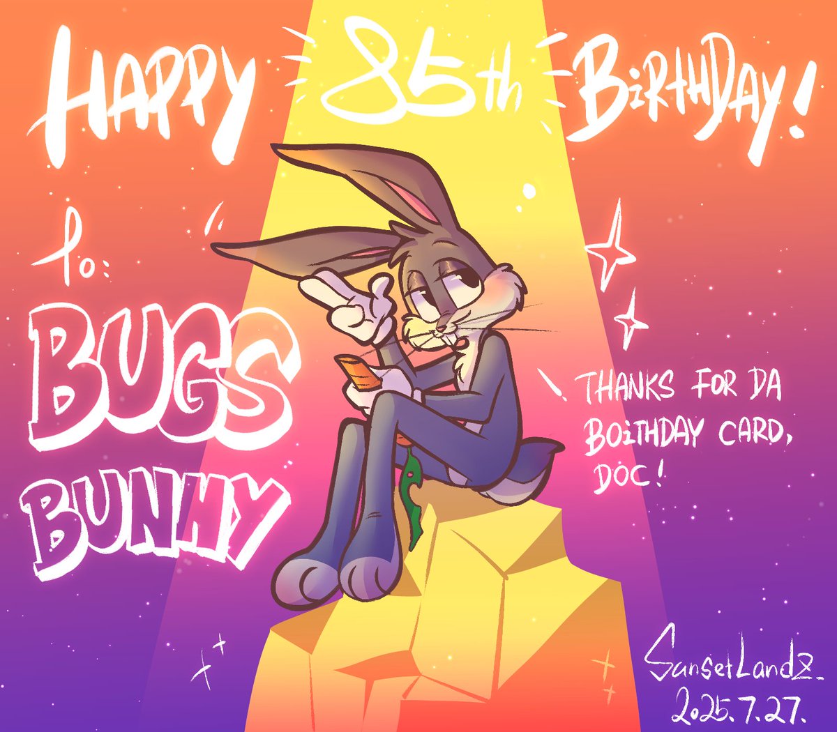SunsetLandZ's tweet image. HAPPY 85TH BIRTHDAY BUGS
🥳🎉🎂🥕✨
