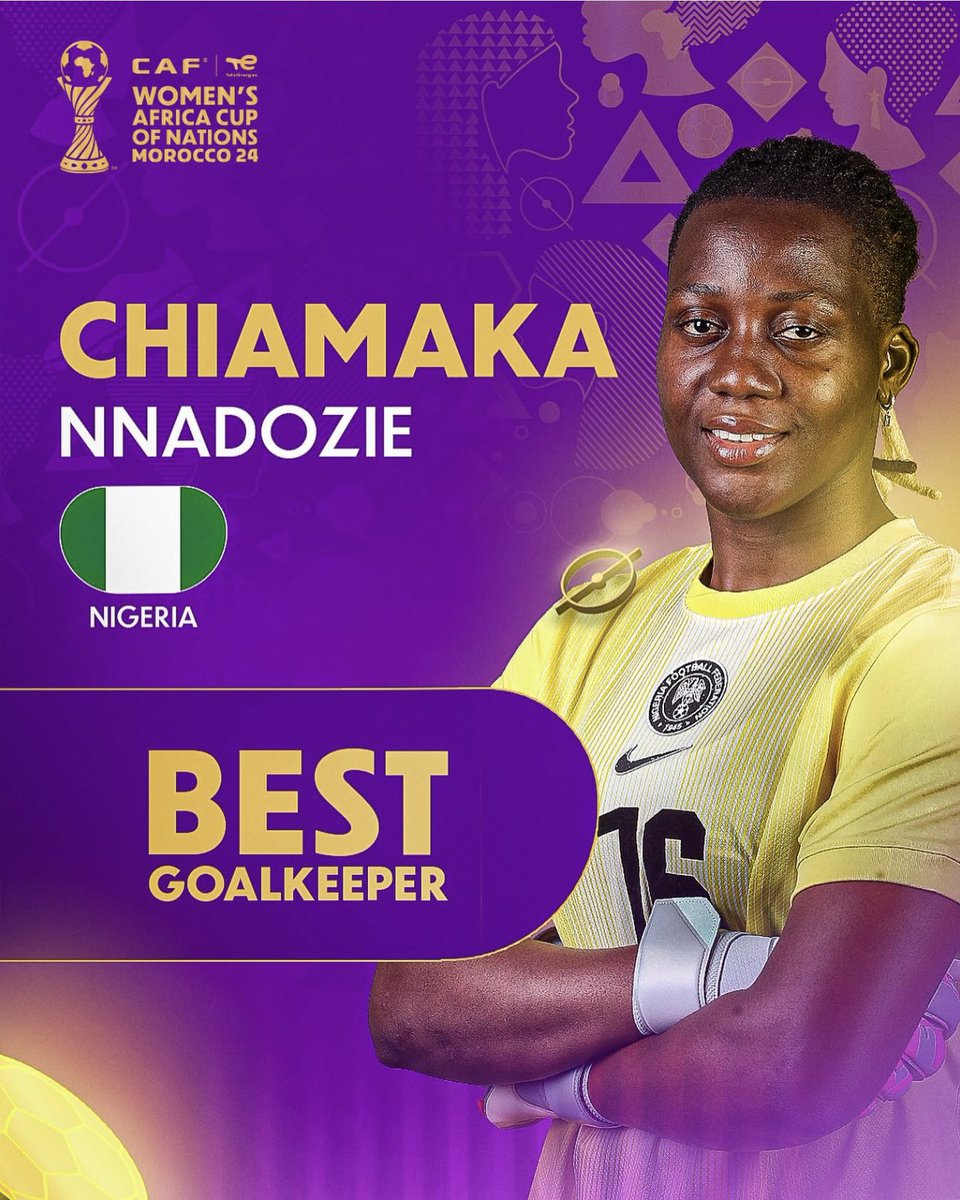 .@NadozieChiamaka collecting her flowers… 🤩

Taking home the Best Goalkeeper award from #WAFCON2024! 🧤<a href="/CAFwomen/">CAF Women’s Football</a> 👏