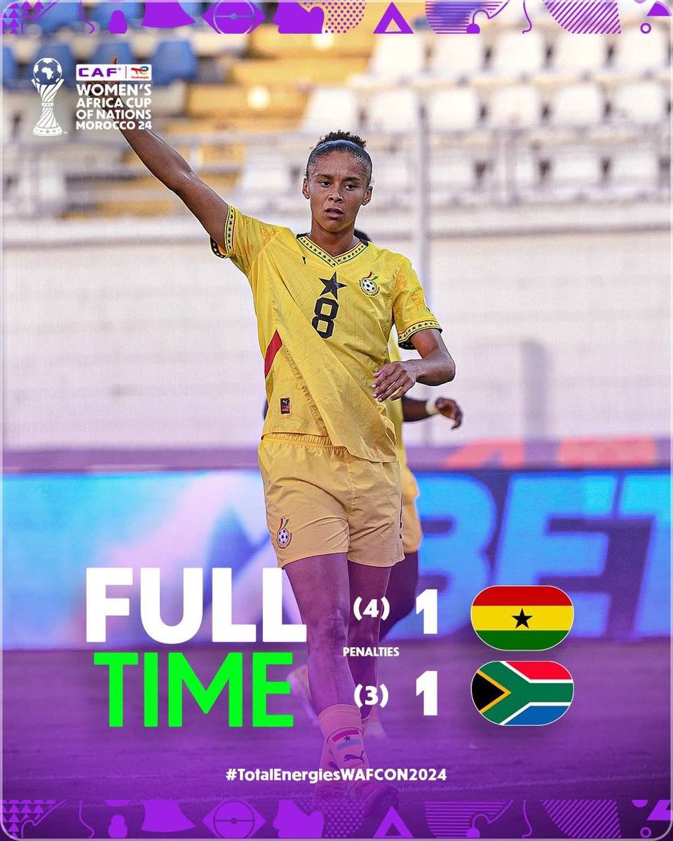 CRTV_web's tweet image. ⚽️ #TOTALWAFCON2024
Le GHANA termine avec la Médaille de Bronze à la Coupe d'Afrique Féminine Maroc 2024. Les Black Queens se sont imposées après Tirs aux buts (4-3) devant les Banyana Banyana d'Afrique du Sud après un score de 1-1 au bout du temps réglementaire.