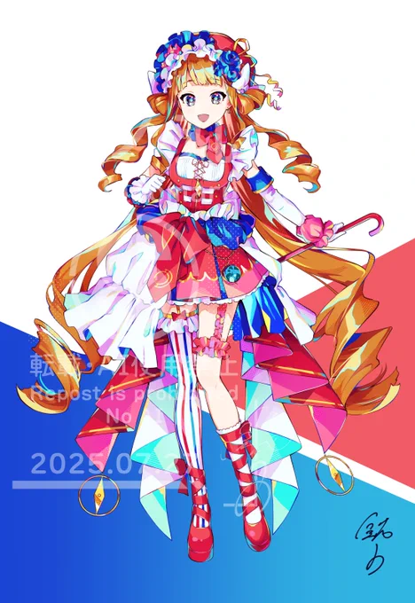 お姿を担当している彩画ミツキちゃんの新衣装をお仕立てさせていただきました トリコロールカラーが印象的なデザインとなっております! どうぞよろしくお願いします