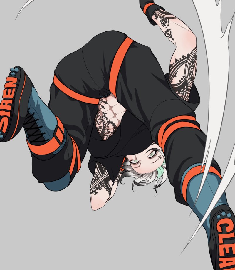 asym00's tweet image. サイレン制服と元気なほさん
描くたびにデザイン変わるんだろうな　特にキモタトゥー
