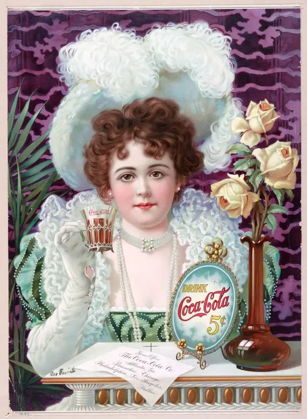 curious_ledger's tweet image. This 1900 Coca-Cola ad features Hilda Clark, a popular light opera and dance hall performer. She became the first celebrity to endorse the brand, appearing in ads from 1899 to 1903—marking the beginning of Coca-Cola’s long tradition of star-powered marketing.