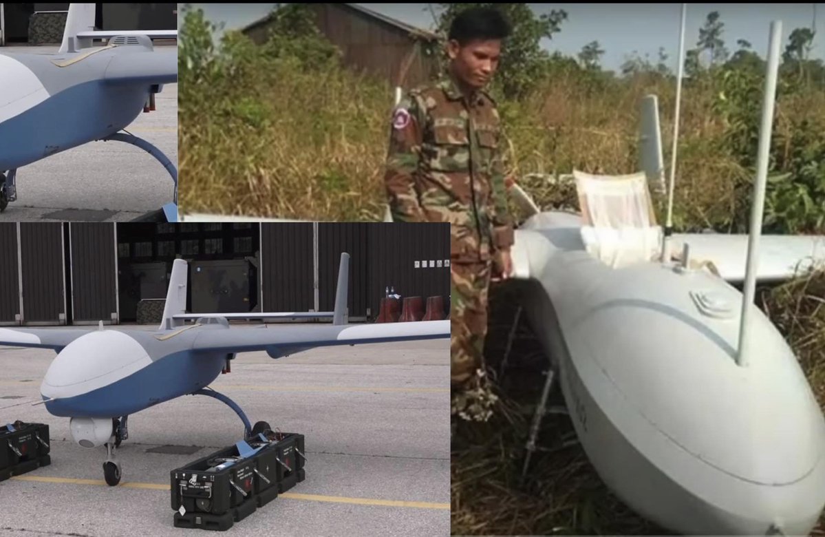 ingpawatk's tweet image. Cambodia deployed the Chinese-made CH-92A drone during the battle at Ta Kwai Temple on July 25. This combat and reconnaissance UAV has a range of 250 km, cruising at 200 km/h at an altitude of 5,000 meters.

 #Thailand #Cambodia 🇹🇭 🇰🇭