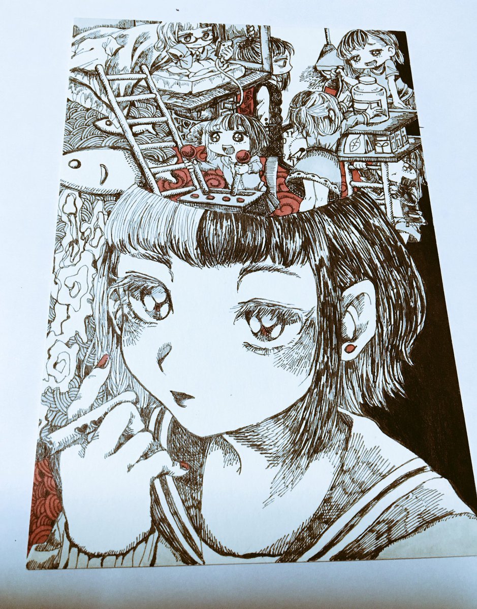 ebiebi_r's tweet image. 2017年と2023年🖋️(アナログ)
最初はミリペンで描いてたなぁ。
卒制、なんか自分の集大成という感じがしてとてもお気に入り。デカくて良いのでまた展示したいな〜!