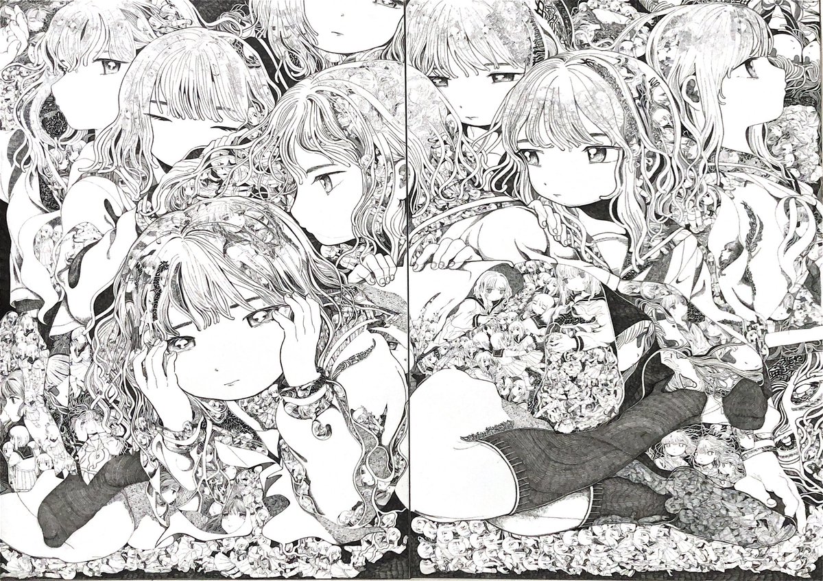ebiebi_r's tweet image. 2017年と2023年🖋️(アナログ)
最初はミリペンで描いてたなぁ。
卒制、なんか自分の集大成という感じがしてとてもお気に入り。デカくて良いのでまた展示したいな〜!