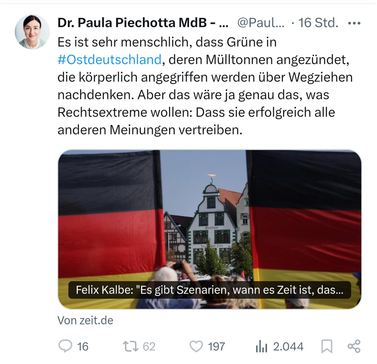 FritziEf99084's tweet image. Hier liegt Frau Piechotta komplett daneben. Es geht schon längst nicht mehr ums Aushalten von rechter Hetze, von Angriffen. Es geht darum, dass sich bald keiner mehr hier irgendwie engagieren will.
Sorry werte Grüne, hier macht ihr es euch zu einfach.
